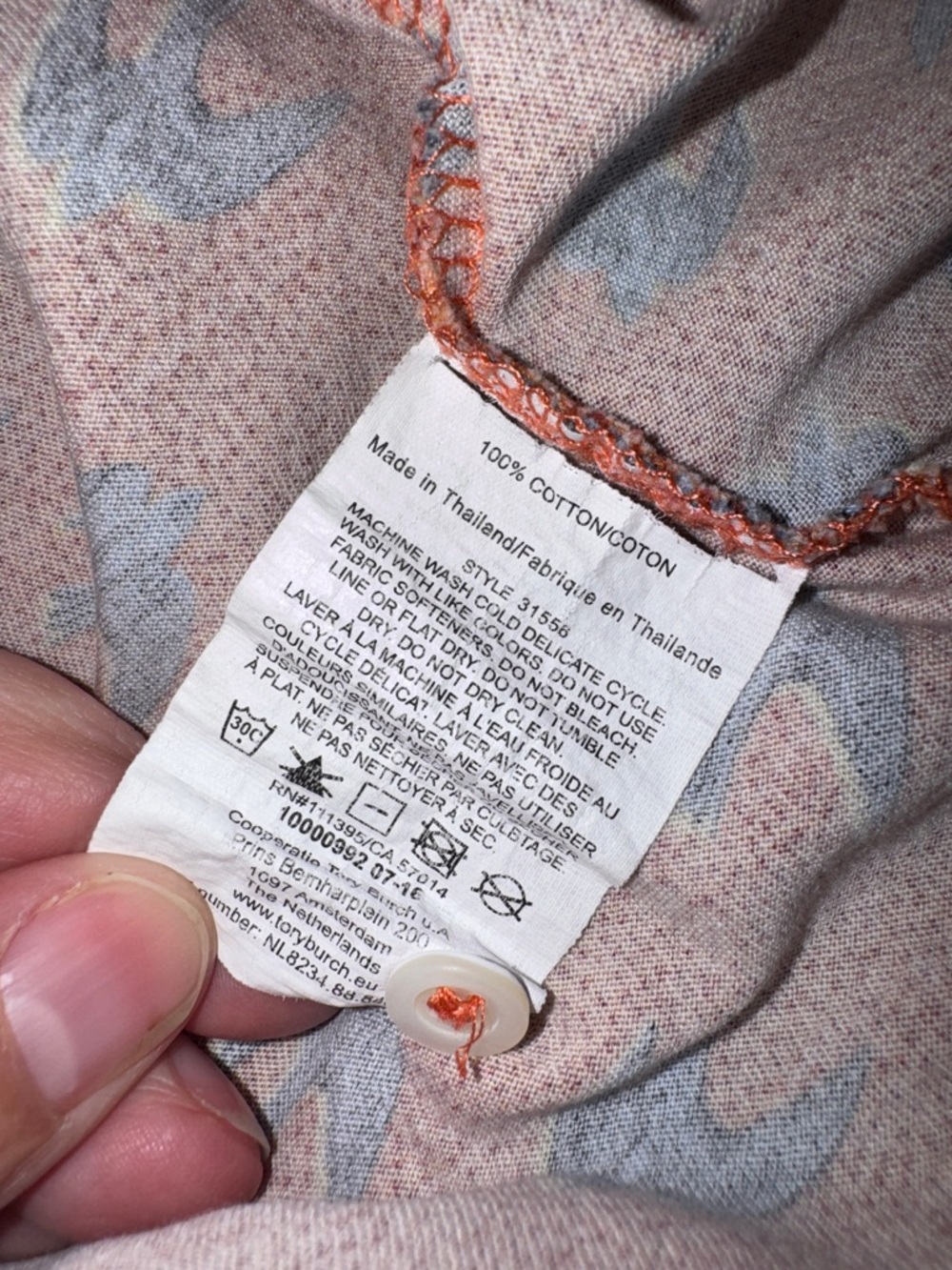 Tory Sport Orange Polo W/blue Sparrow Birds, Tory Burch, Tennis, Golf M - Picture 10 of 10